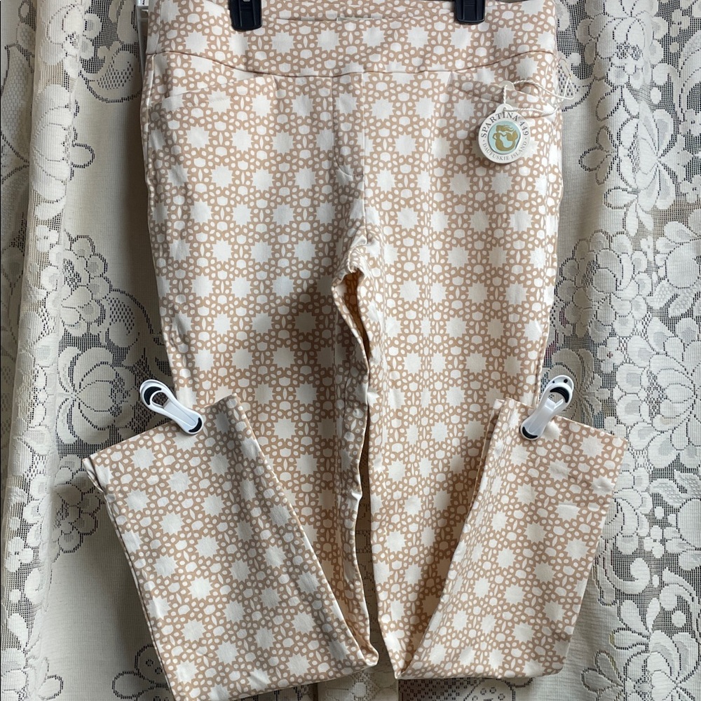 Spartina 449 Tan and White Pull On Pants NWT